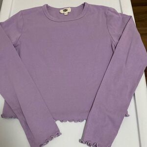Ever After Girls Long Sleeve Lilac Top with Lettuce Edging. Size 12.